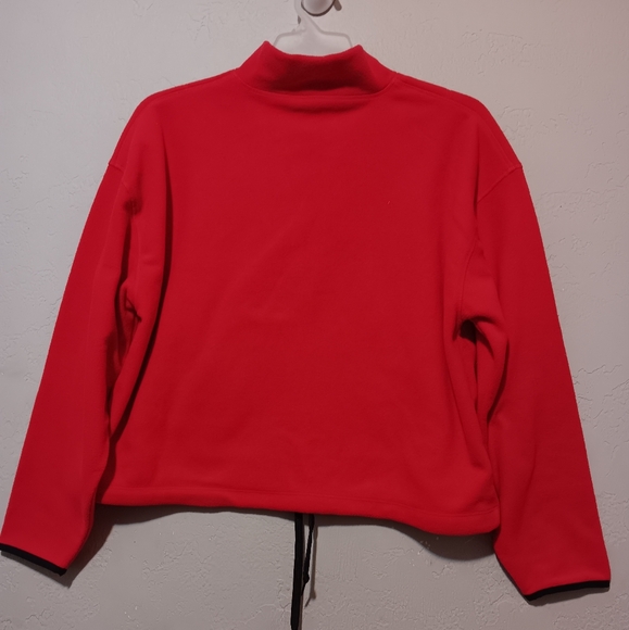Victoria Secret Pink Polar Fleece Cropped Red SzL Sweatshirt  Half Zip Long Slee - Picture 3 of 12